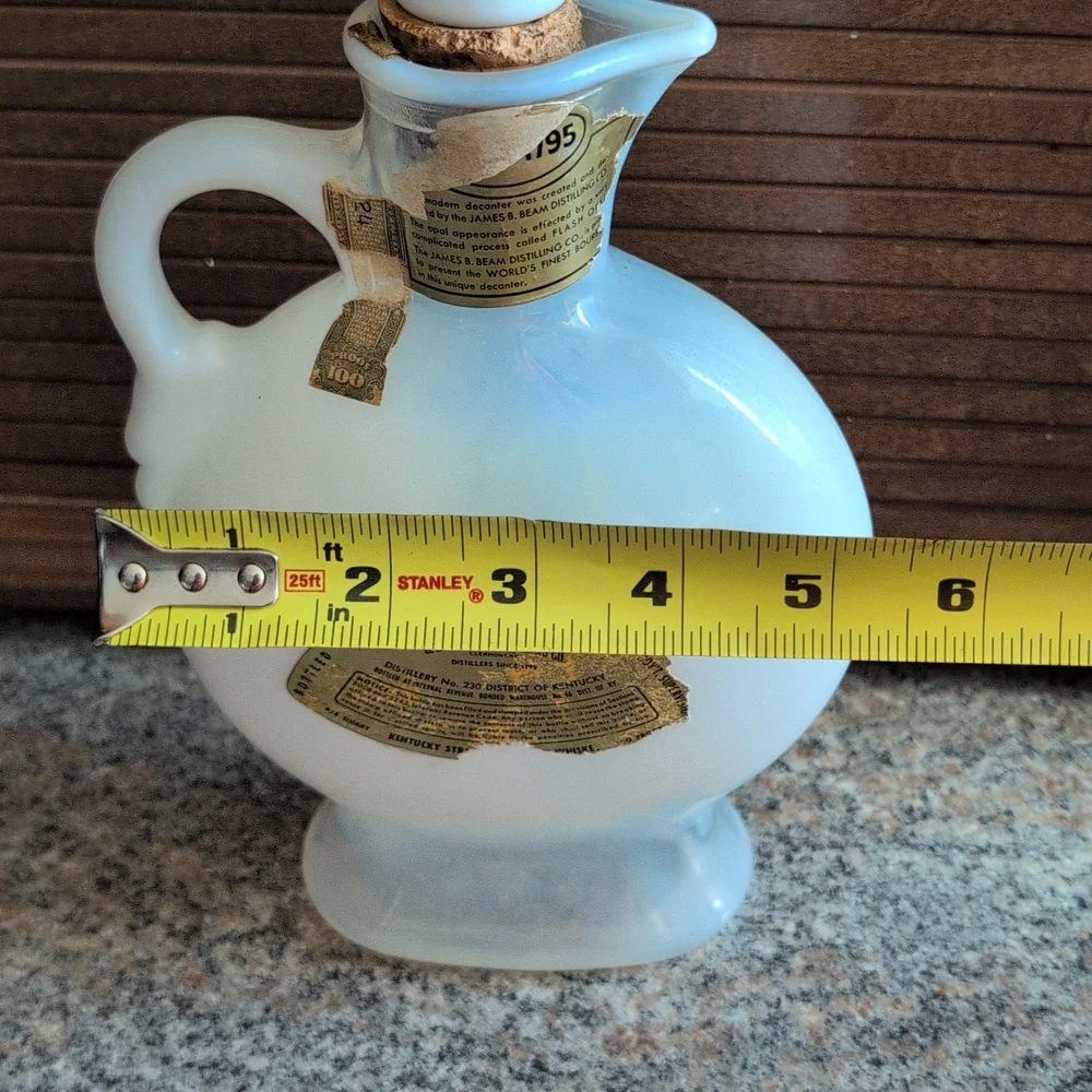 Vintage Jim Beam Decanter 1957 Opal Glass Mid century modern barware